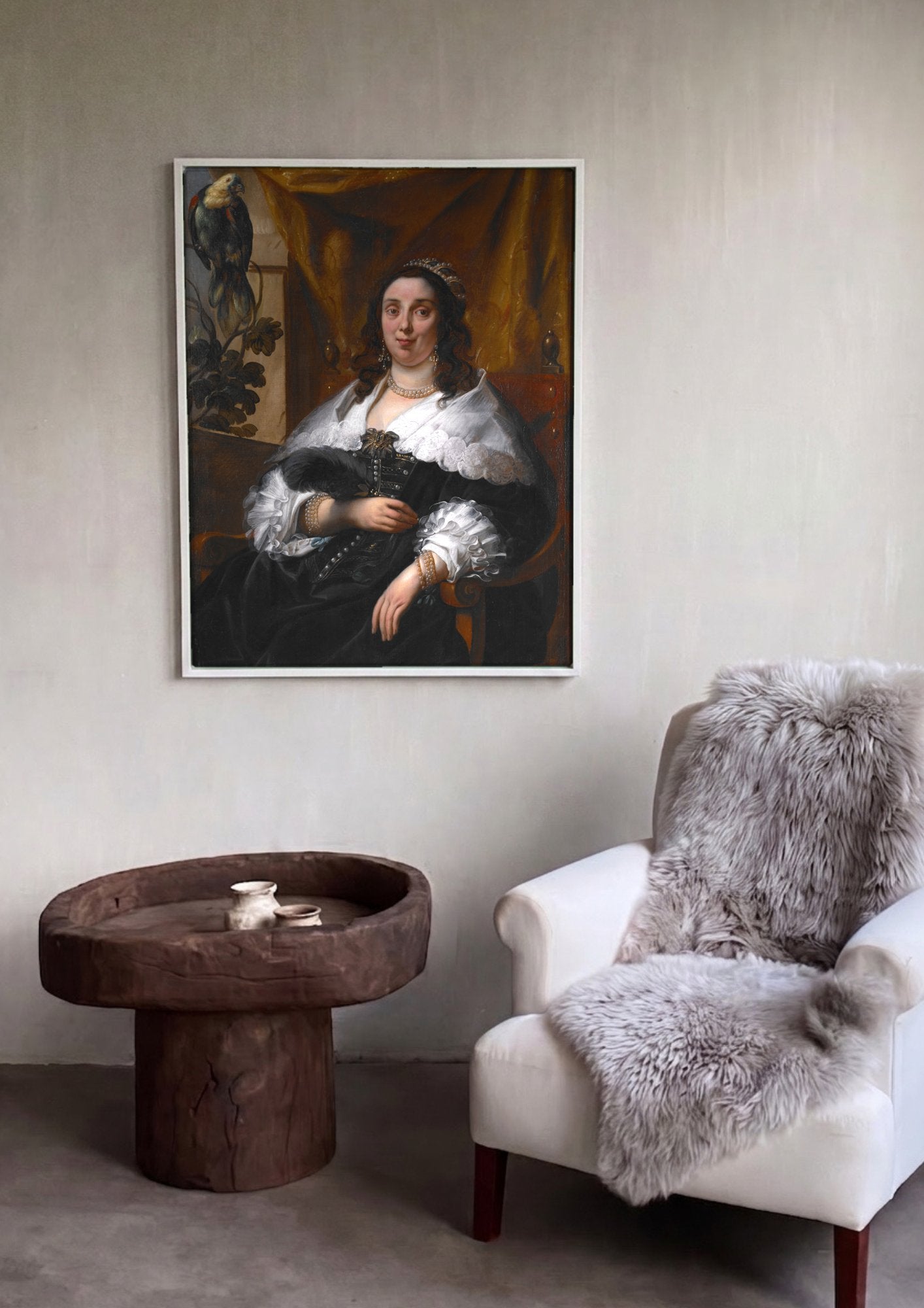 Quadro Decorativo Retrato de uma Dama - Jacob Jordaens em ambiente decorado
