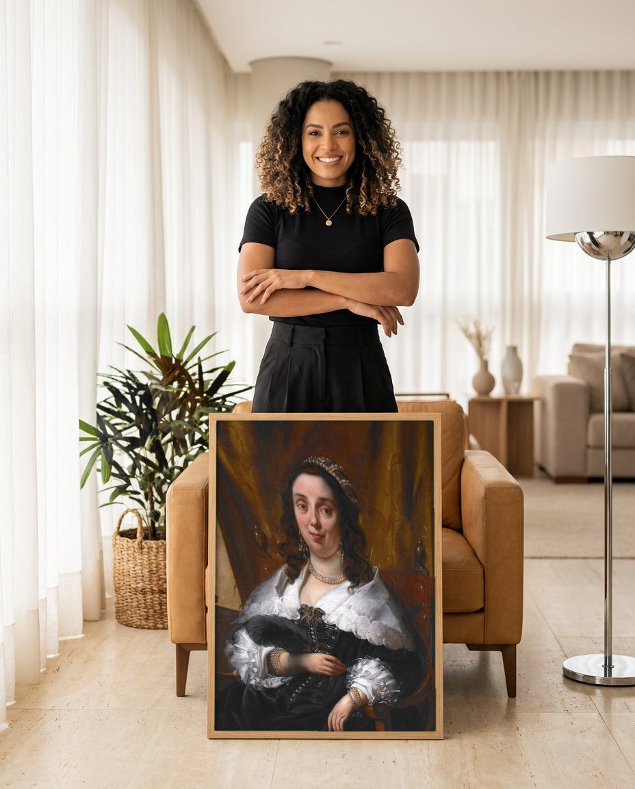 Quadro Decorativo Retrato de uma Dama - Jacob Jordaens com modelo em ambiente