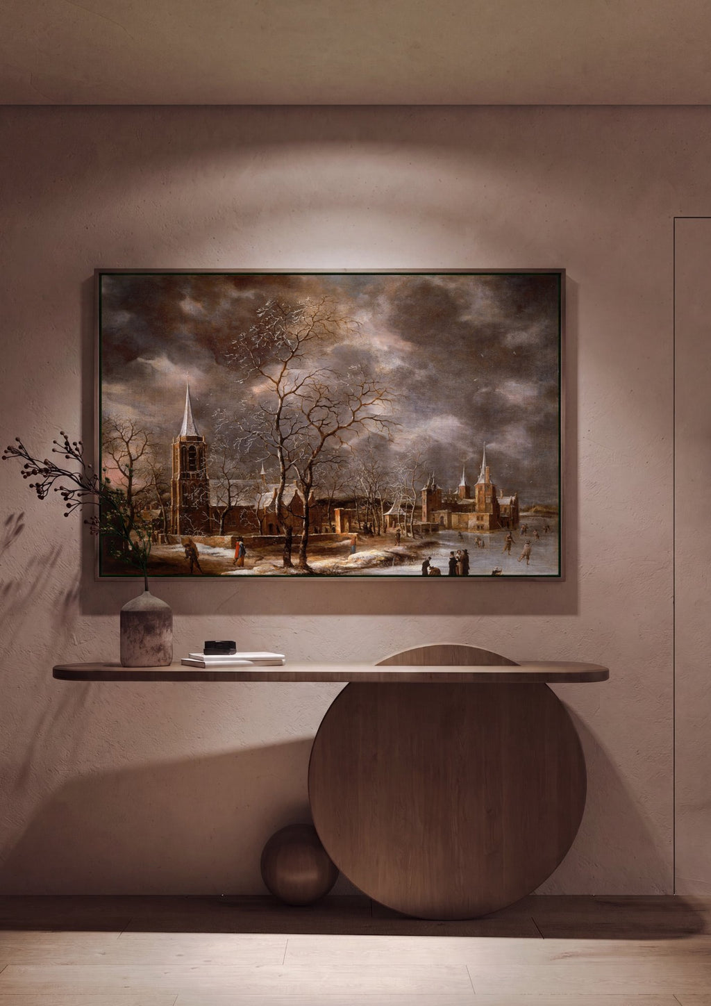 Quadro Decorativo Paisagem de Inverno - Jan Abrahamsz Beerstraaten em ambiente decorado