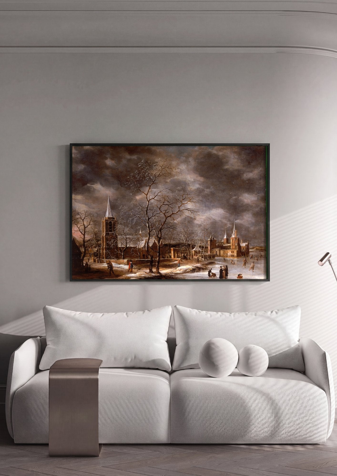 Quadro Decorativo Paisagem de Inverno - Jan Abrahamsz Beerstraaten em ambiente decorado