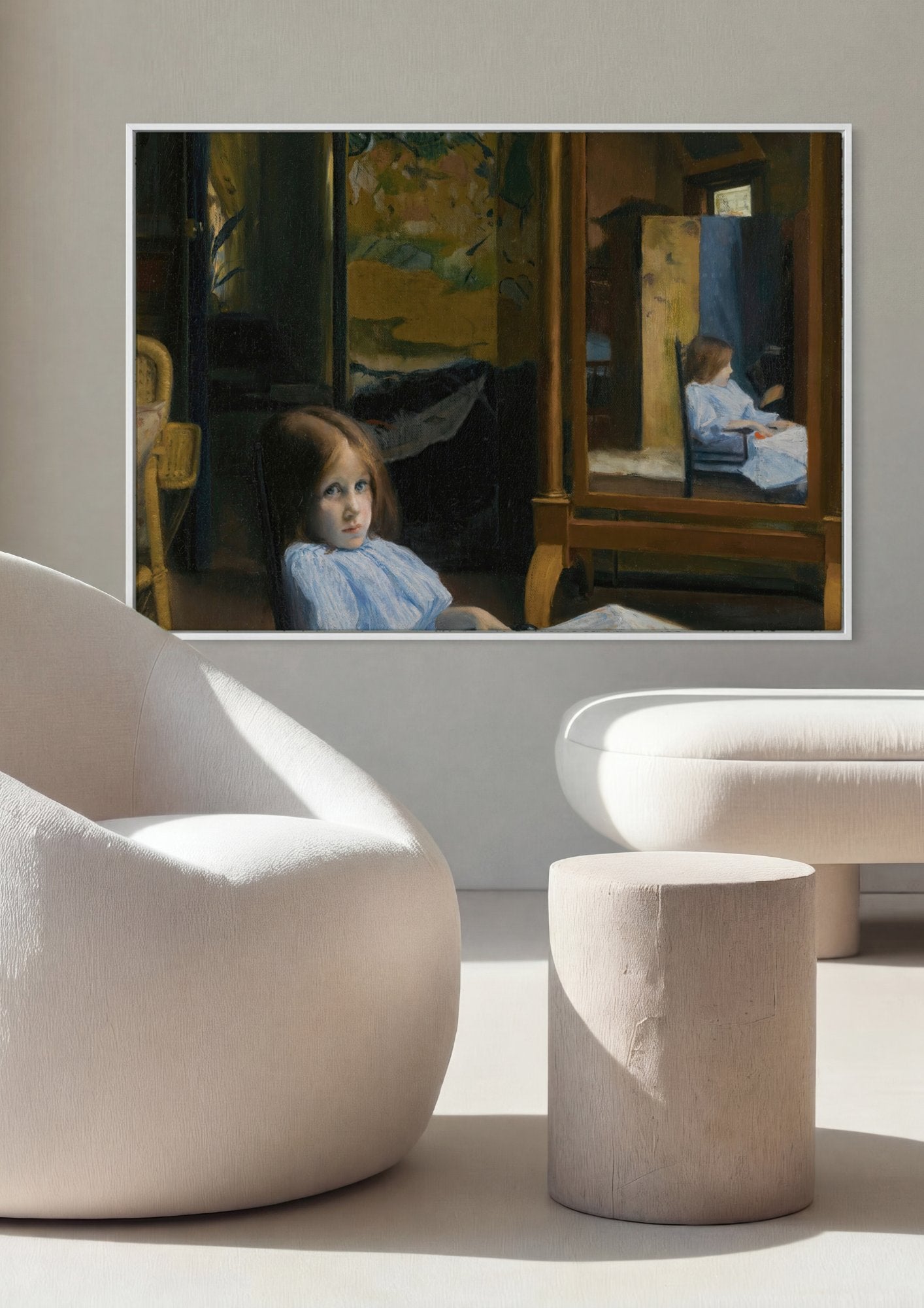 Quadro Decorativo A Menina no Espelho - Jacques Émile Blanche em ambiente decorado