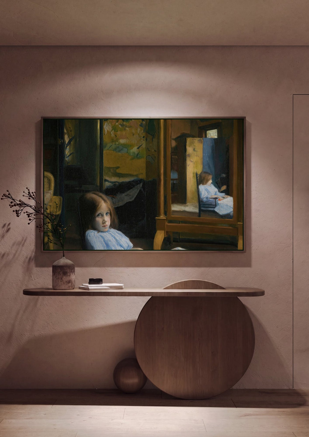 Quadro Decorativo A Menina no Espelho - Jacques Émile Blanche em ambiente decorado