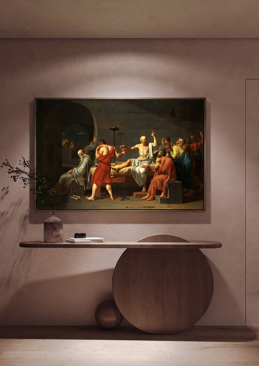 Quadro Decorativo A Morte de Sócrates - Jacques-Louis David em ambiente decorado