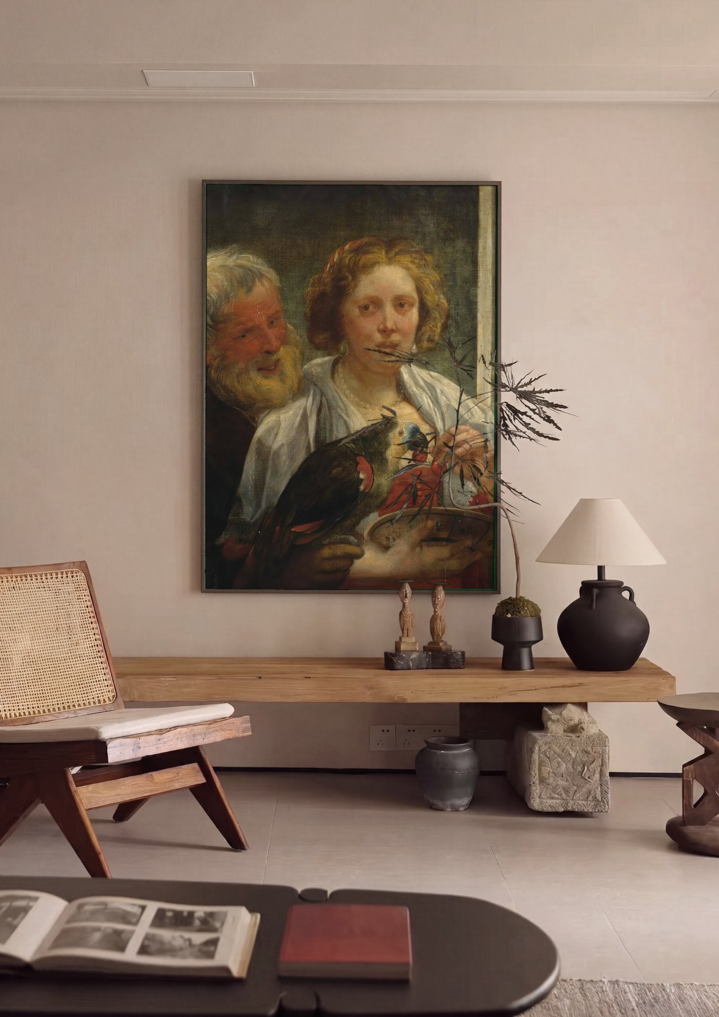 Quadro Decorativo A Oferta de Cerejas - Jacob Jordaens em ambiente decorado