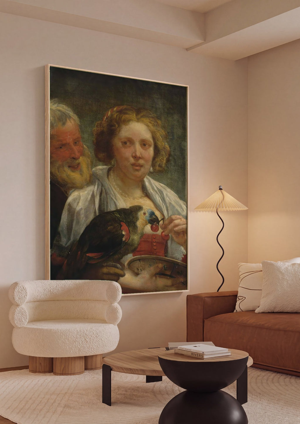 Quadro Decorativo A Oferta de Cerejas - Jacob Jordaens em ambiente decorado