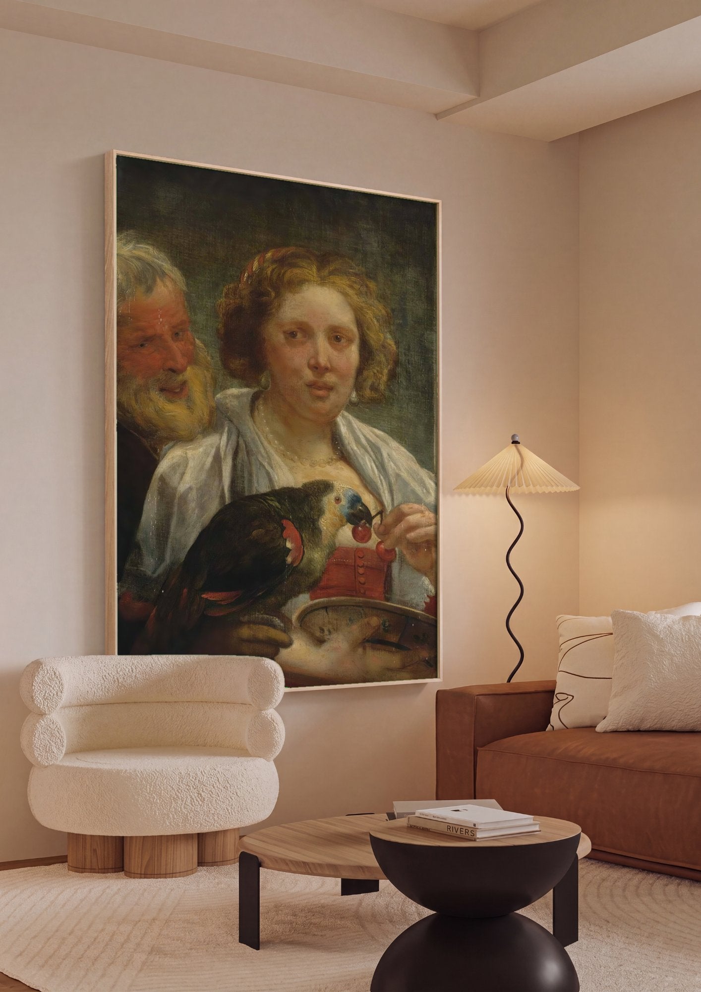 Quadro Decorativo A Oferta de Cerejas - Jacob Jordaens em ambiente decorado