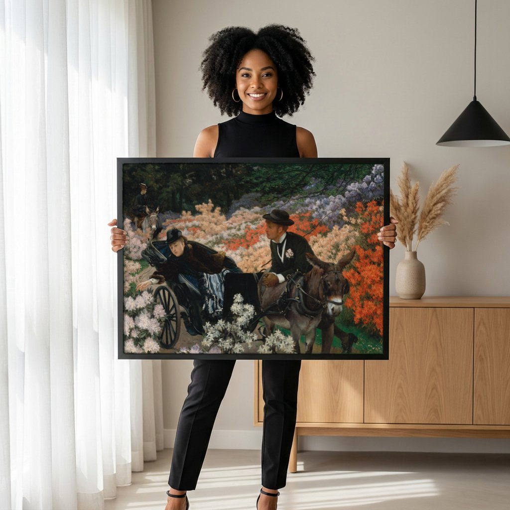 Quadro Decorativo A Viagem de Núpcias - James Tissot com modelo em ambiente