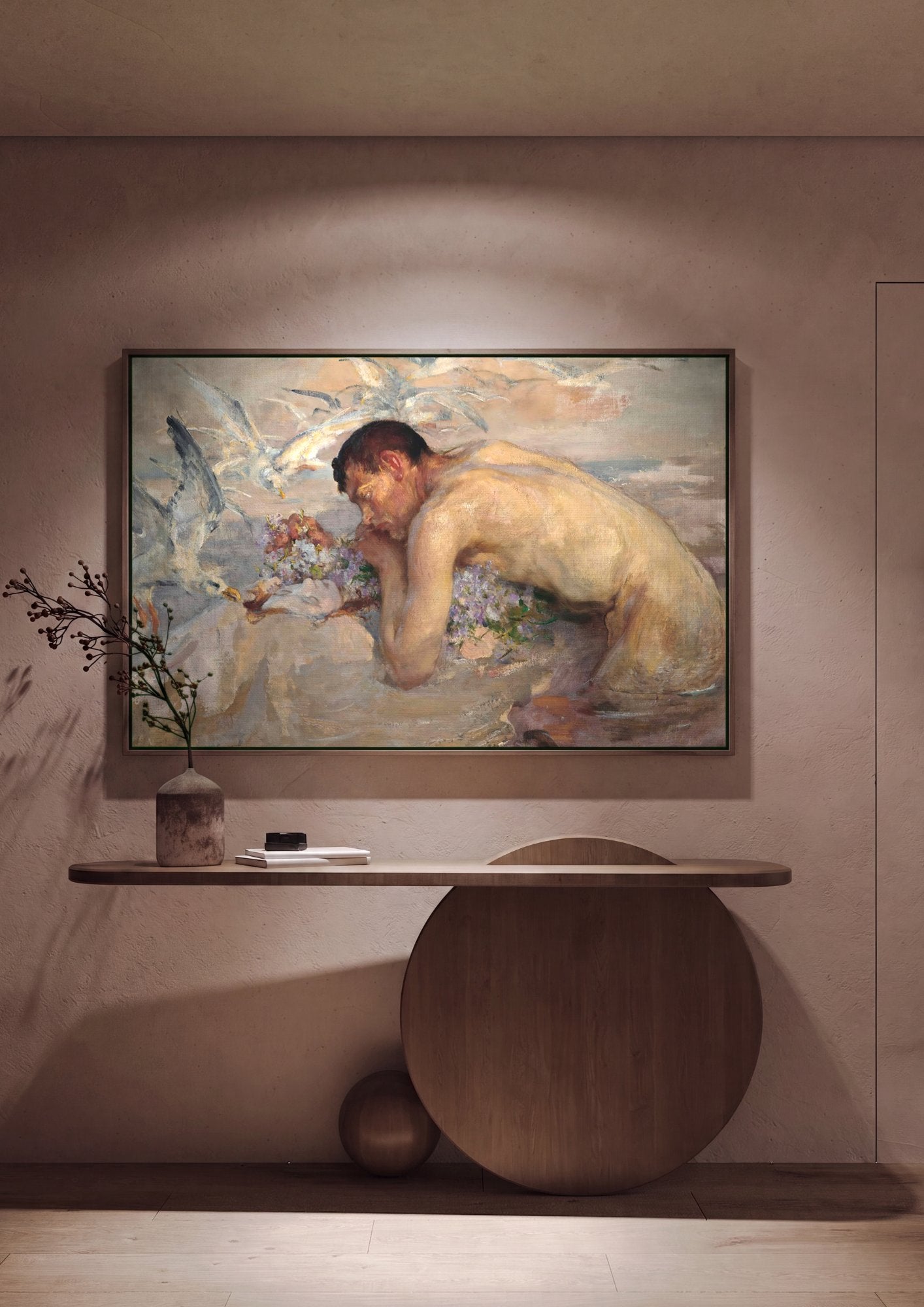 Quadro Decorativo: Sereia e o Pescador - James Jebusa Shannon em ambiente decorado
