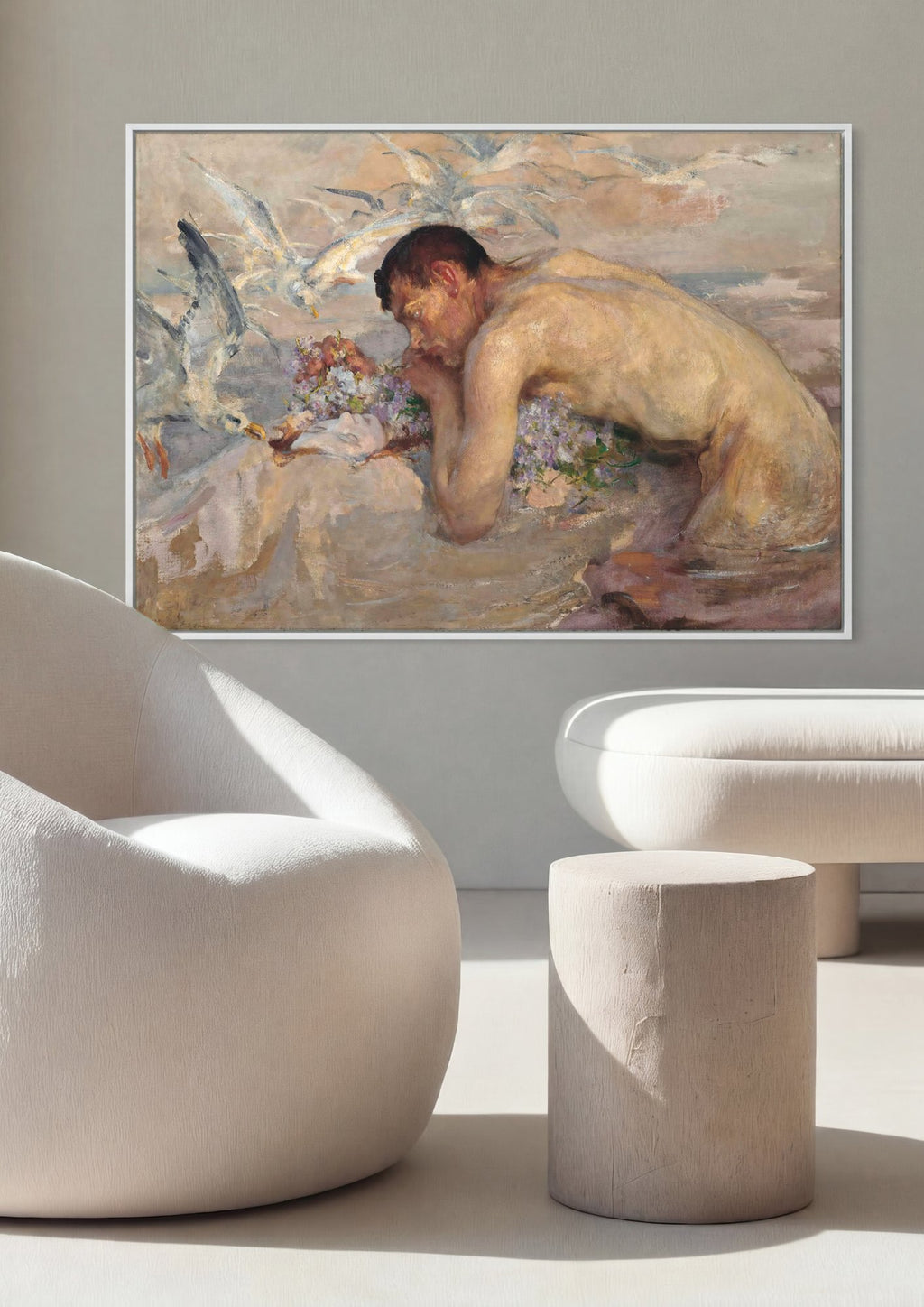 Quadro Decorativo: Sereia e o Pescador - James Jebusa Shannon em ambiente decorado
