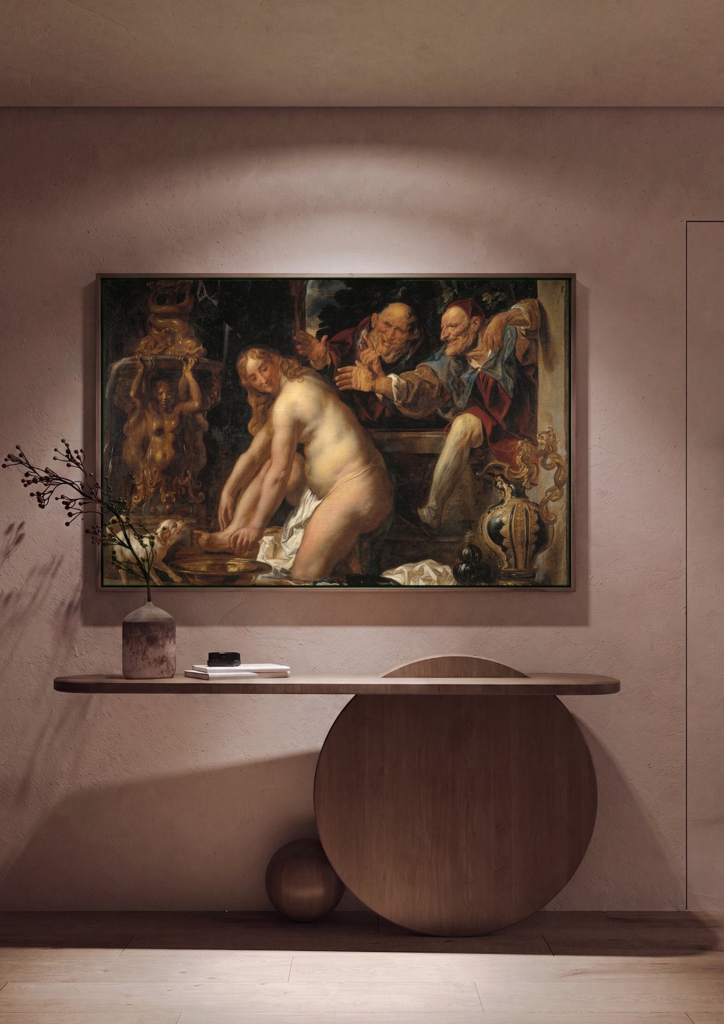 Quadro Decorativo Susana e os Ancioes - Jacob Jordaens em ambiente decorado