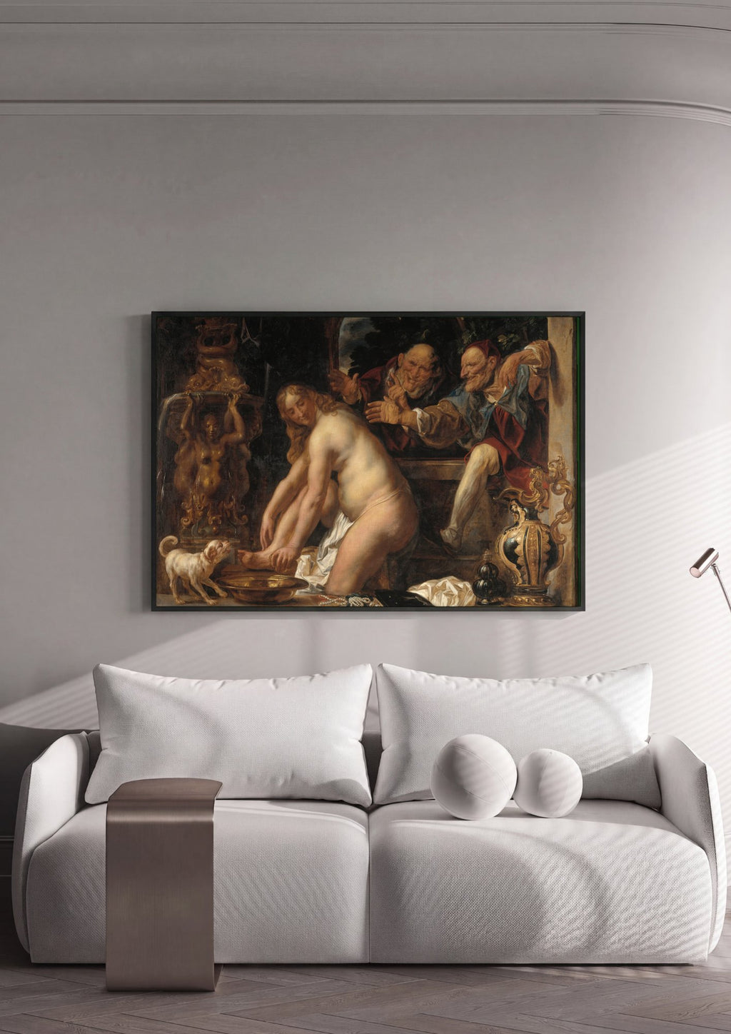 Quadro Decorativo Susana e os Ancioes - Jacob Jordaens em ambiente decorado