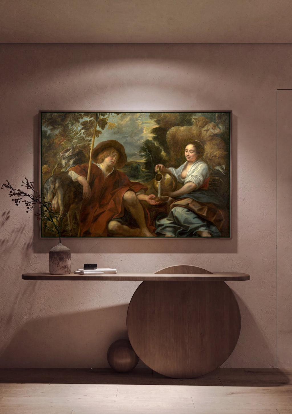 Quadro Decorativo O Pastor Adormecido - Jacob Jordaens em ambiente decorado