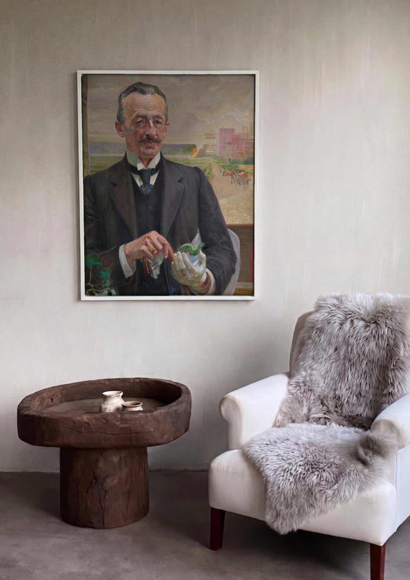 Quadro Decorativo Retrato com Lagarta - Jacek Malczewski em ambiente decorado