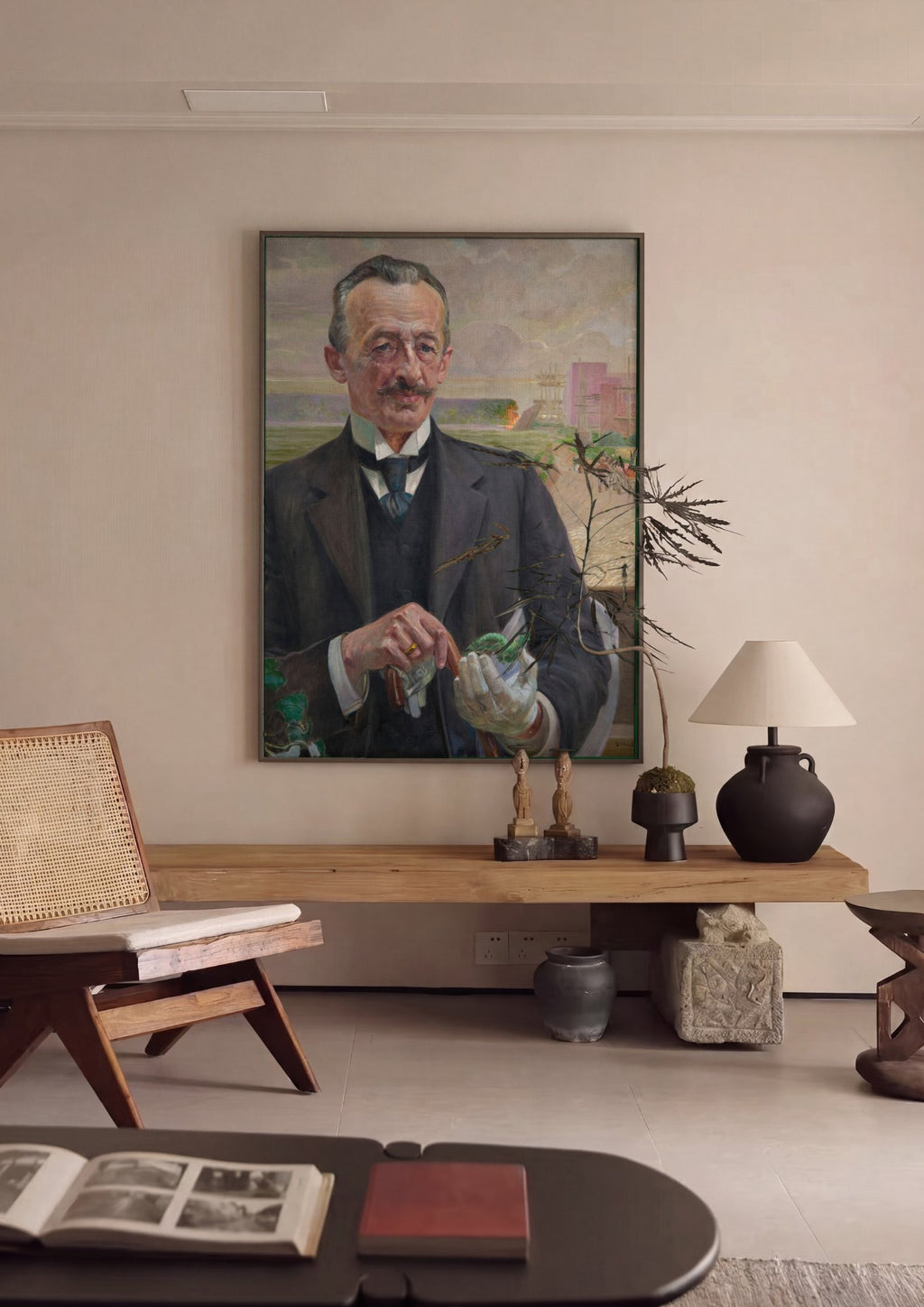Quadro Decorativo Retrato com Lagarta - Jacek Malczewski em ambiente decorado
