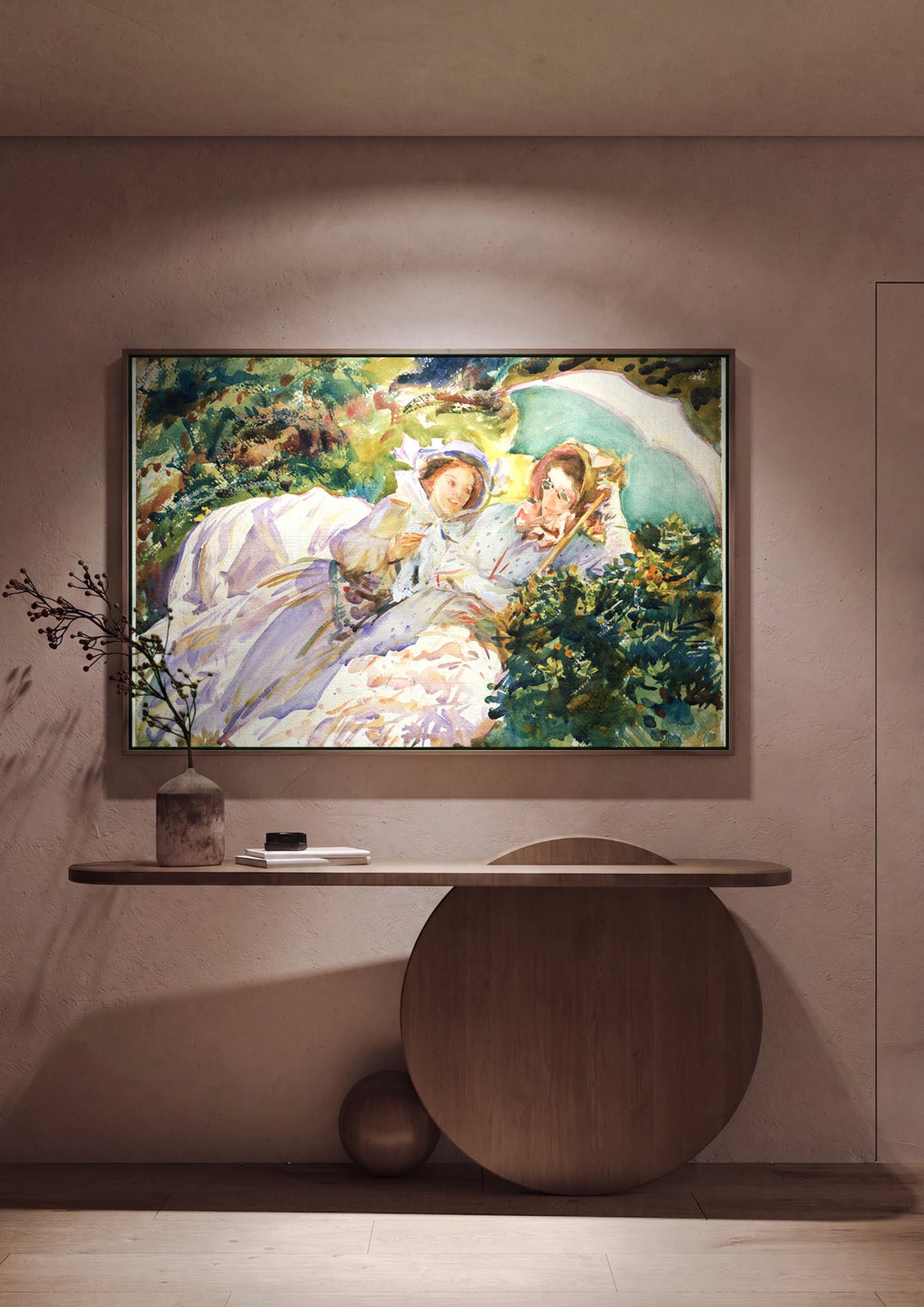 Quadro Decorativo Duas Mulheres em um Jardim - John Singer Sargent em ambiente decorado