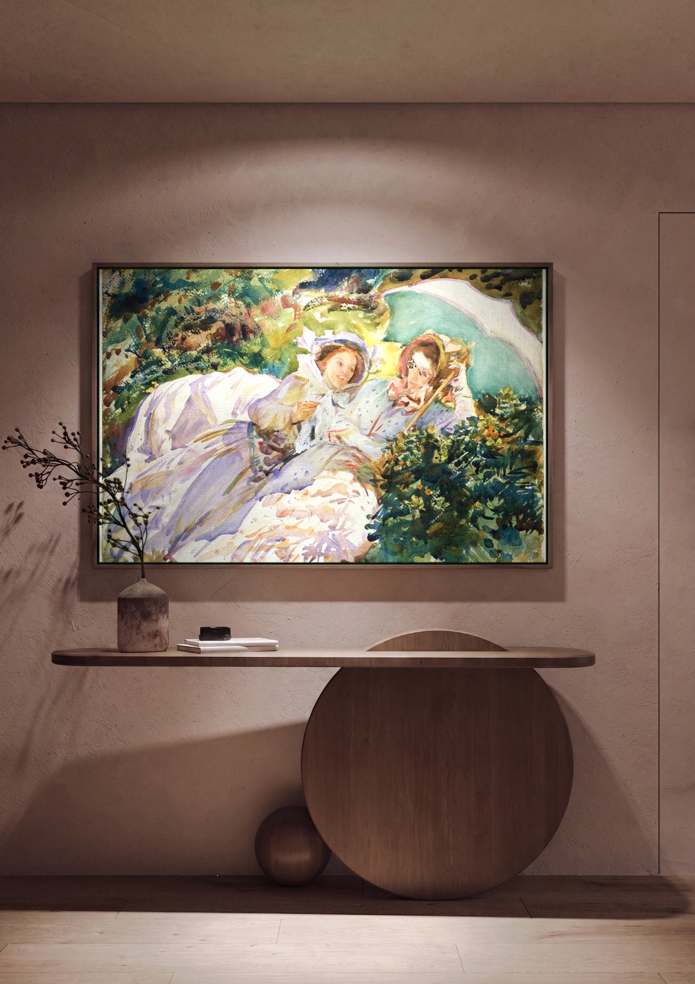 Quadro Decorativo Duas Mulheres em um Jardim - John Singer Sargent em ambiente decorado