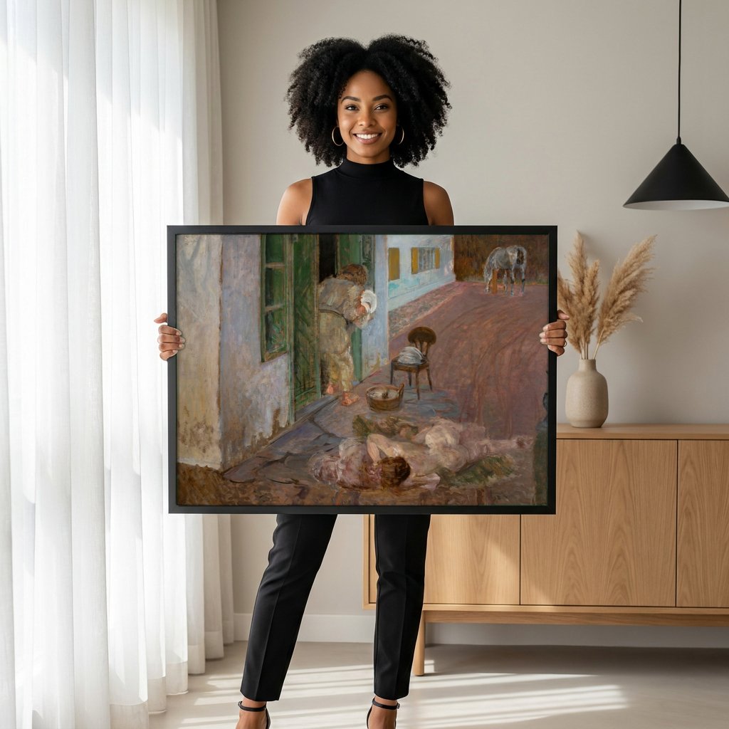 Quadro Decorativo A Partida de Tobias - Jacek Malczewski com modelo em ambiente