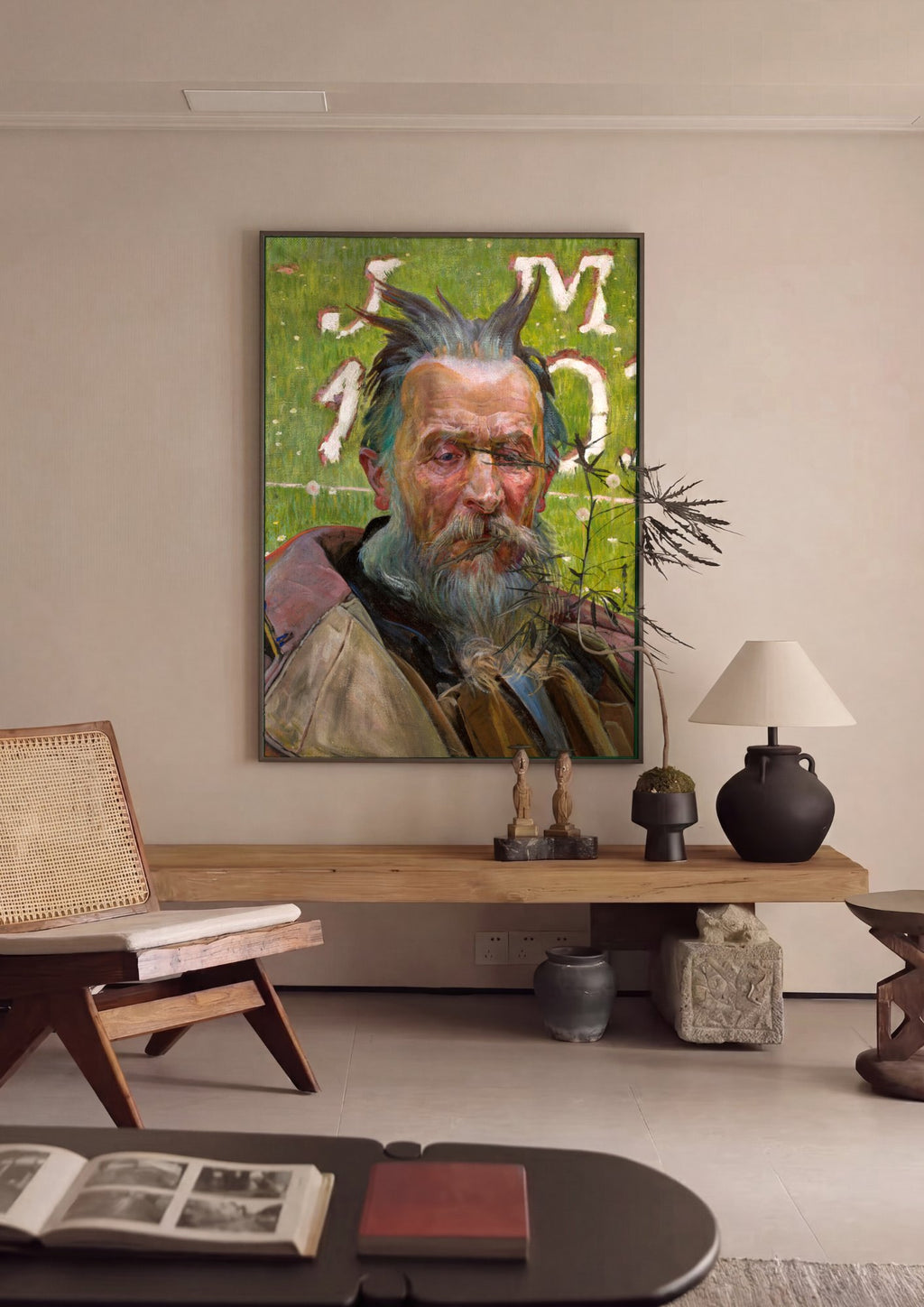 Quadro Decorativo Retrato de um Velho - Jacek Malczewski em ambiente decorado
