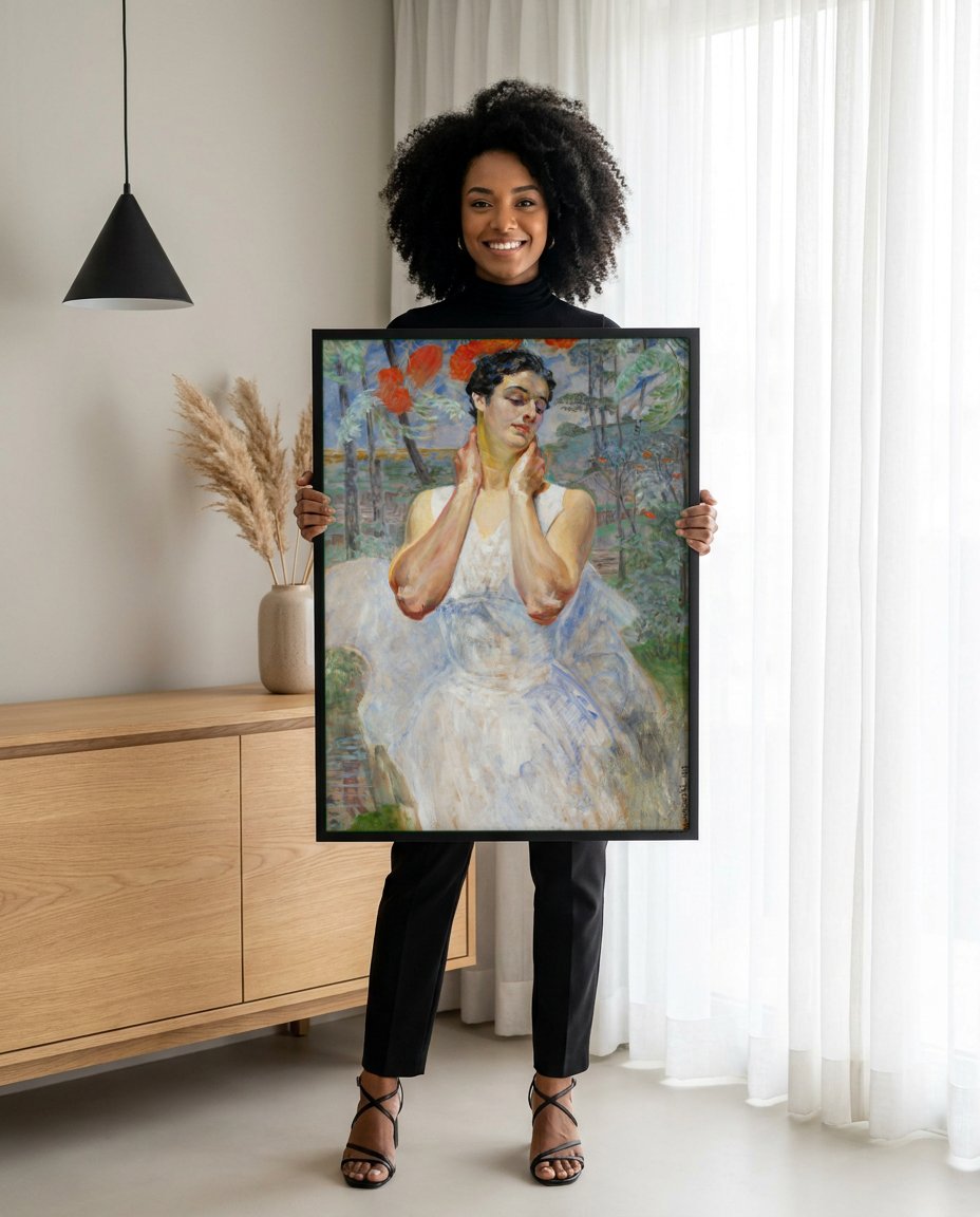Quadro Decorativo A Bailarina (A Musa) - Jacek Malczewski com modelo em ambiente