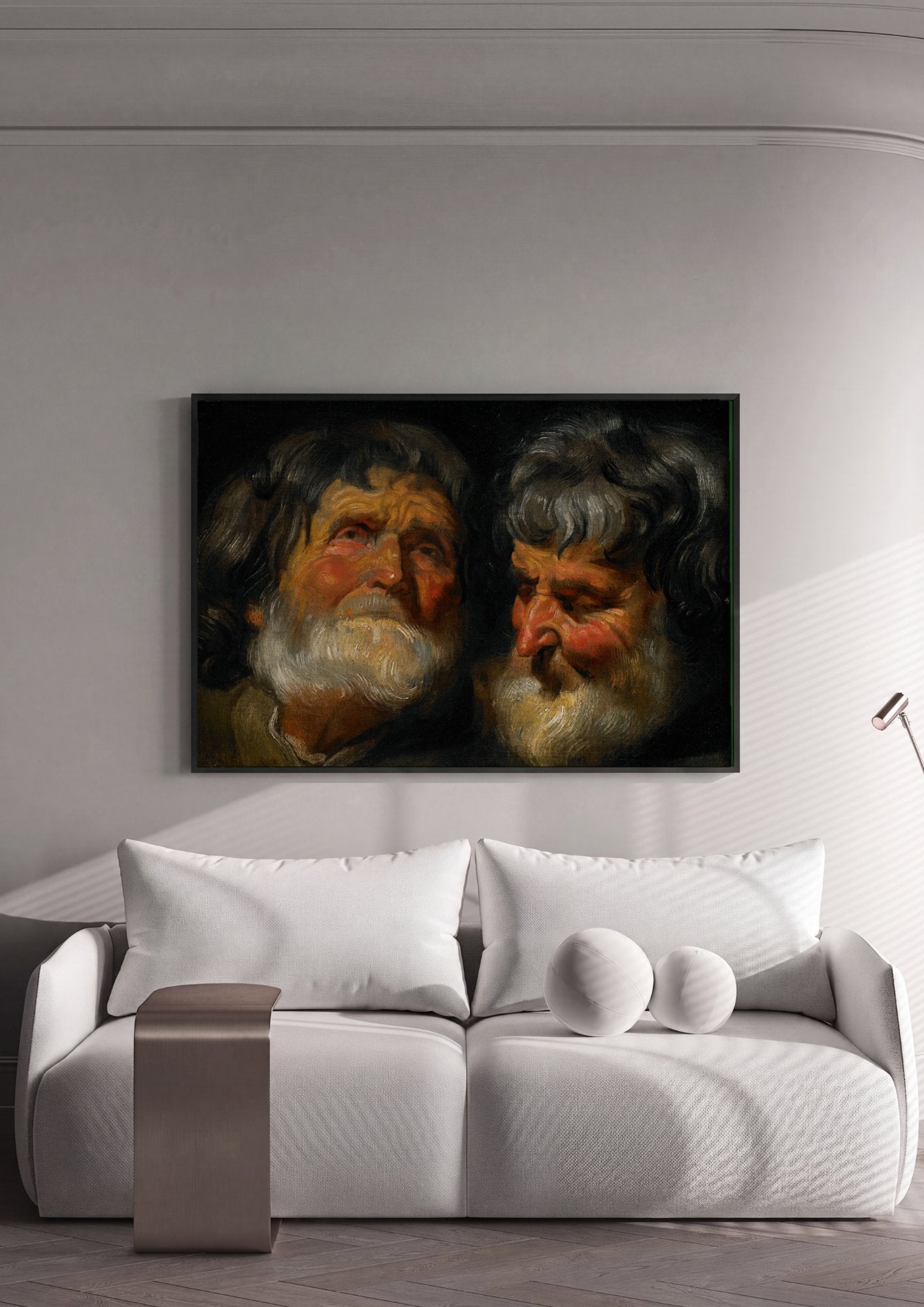 Quadro Decorativo Estudos de Cabeças - Jacob Jordaens em ambiente decorado