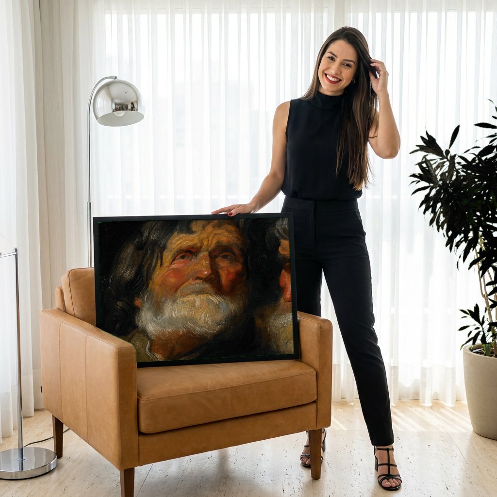 Quadro Decorativo Estudos de Cabeças - Jacob Jordaens com modelo em ambiente