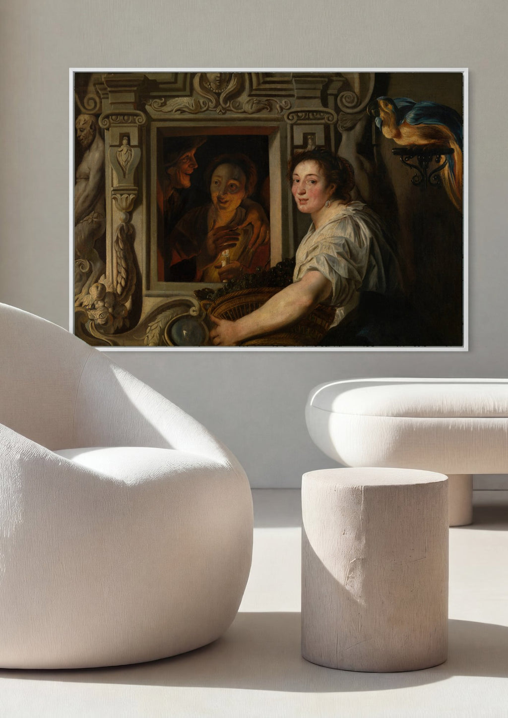 Quadro Decorativo A Oferta de Frutas - Jacob Jordaens em ambiente decorado
