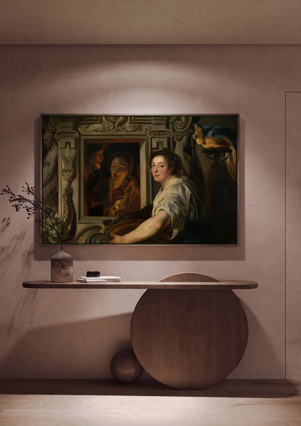 Quadro Decorativo A Oferta de Frutas - Jacob Jordaens em ambiente decorado