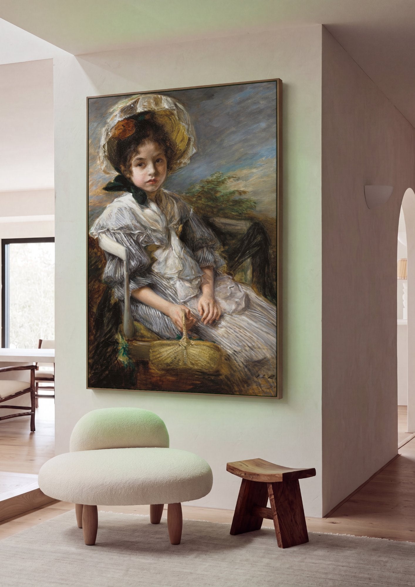 Quadro Decorativo A Menina do Chapéu - Jacques Émile Blanche em ambiente decorado