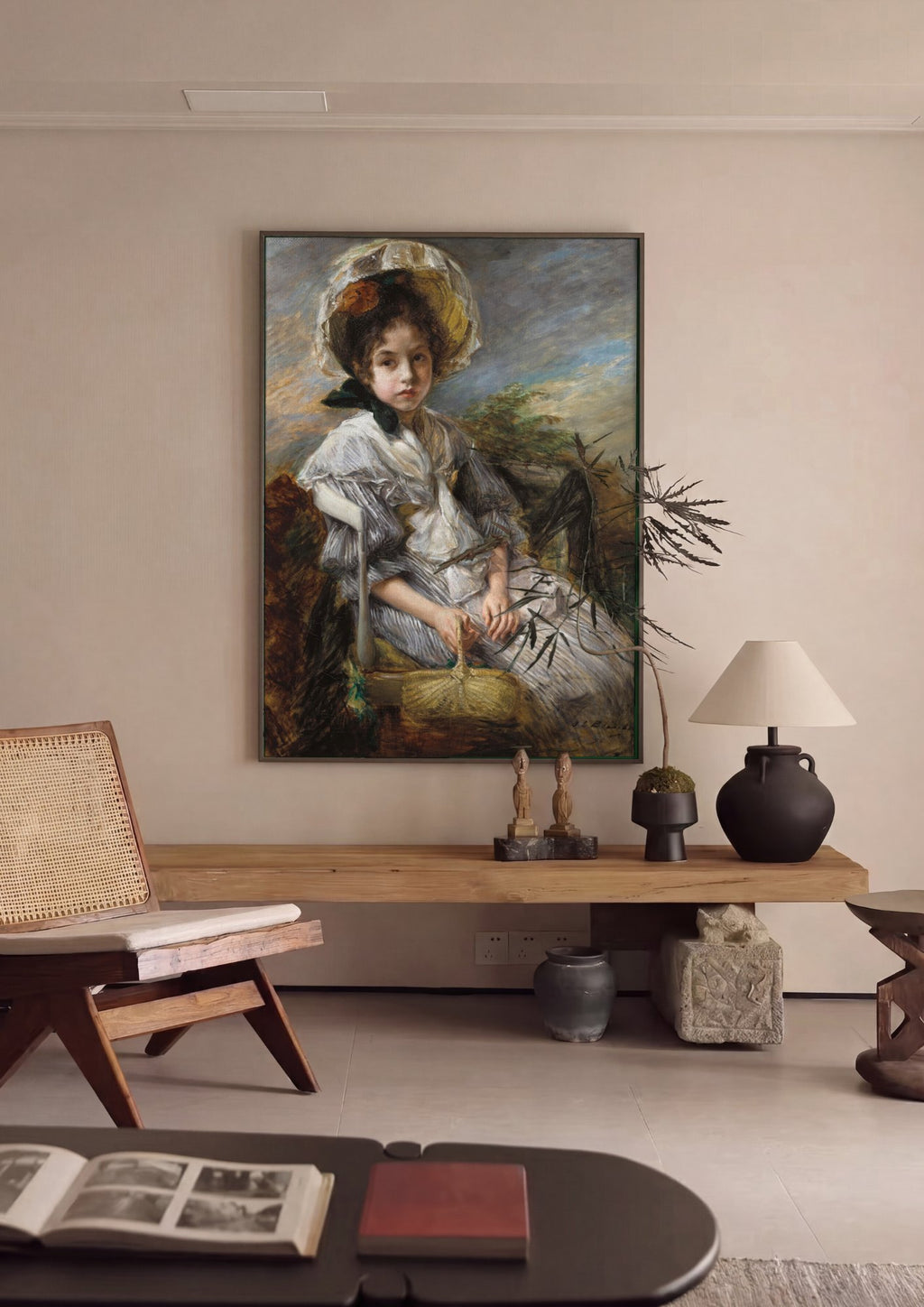 Quadro Decorativo A Menina do Chapéu - Jacques Émile Blanche em ambiente decorado