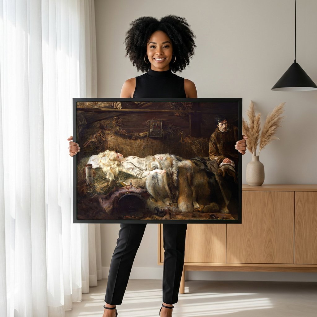 Quadro Decorativo A Morte de Ellenai - Jacek Malczewski com modelo em ambiente