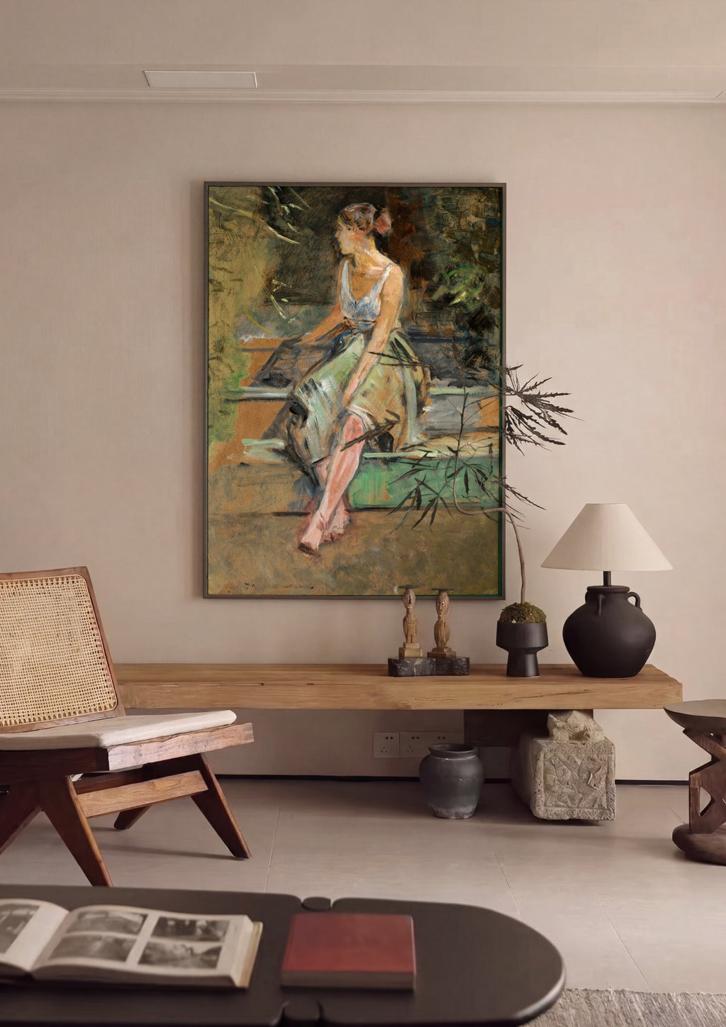 Quadro Decorativo A Jovem na Varanda - Jacek Malczewski em ambiente decorado