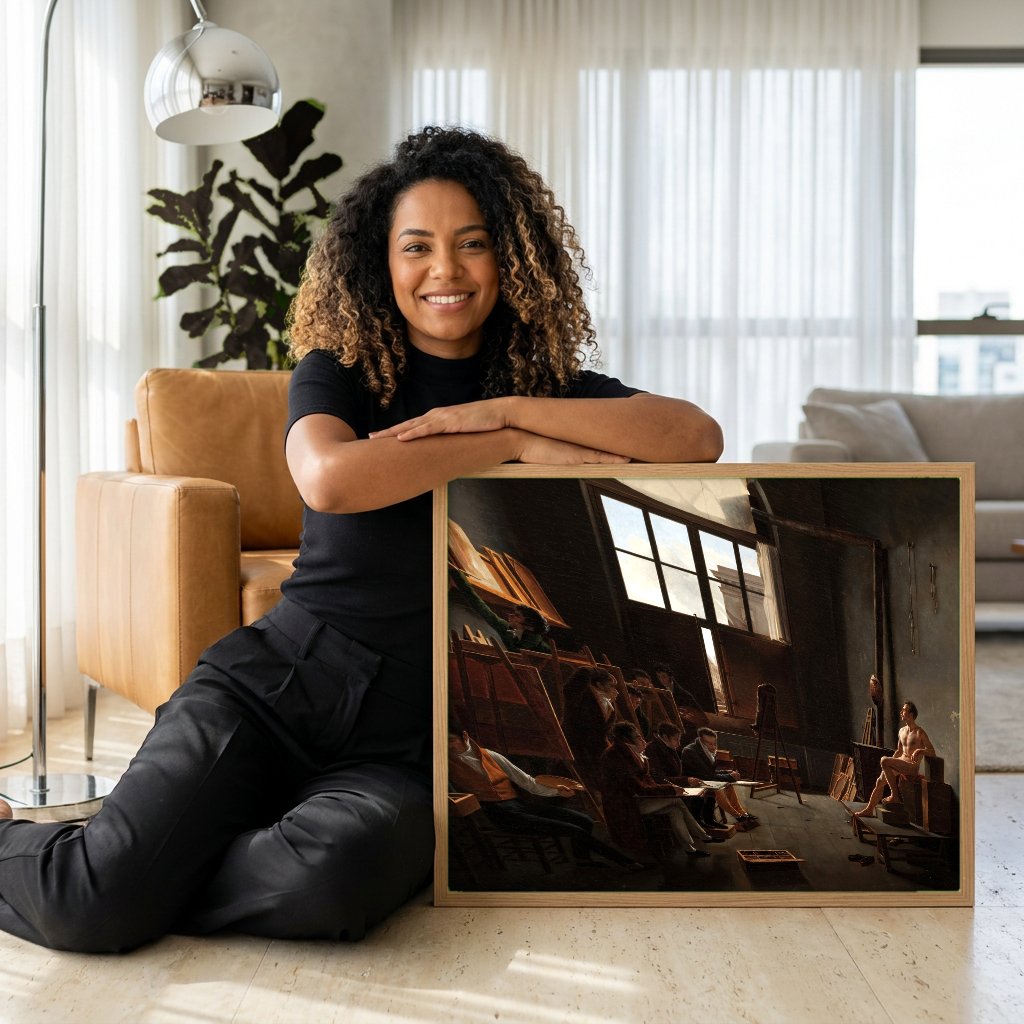 Quadro Decorativo O Estúdio de David - Jacques-Louis David com modelo em ambiente