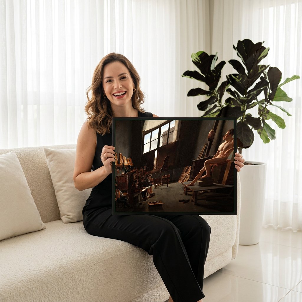 Quadro Decorativo O Estúdio de David - Jacques-Louis David com modelo em ambiente