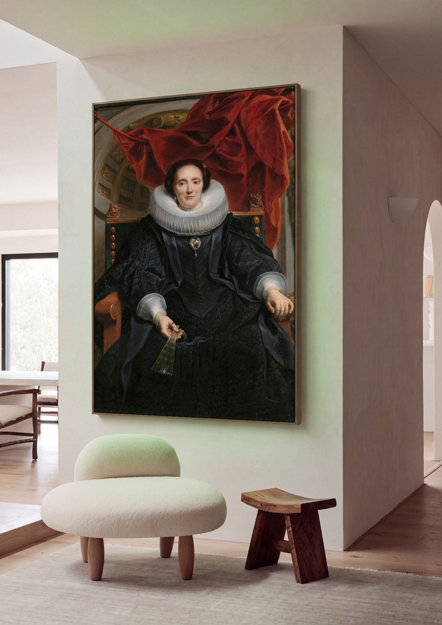 Quadro Decorativo Retrato de Senhora - Jacob Jordaens em ambiente decorado