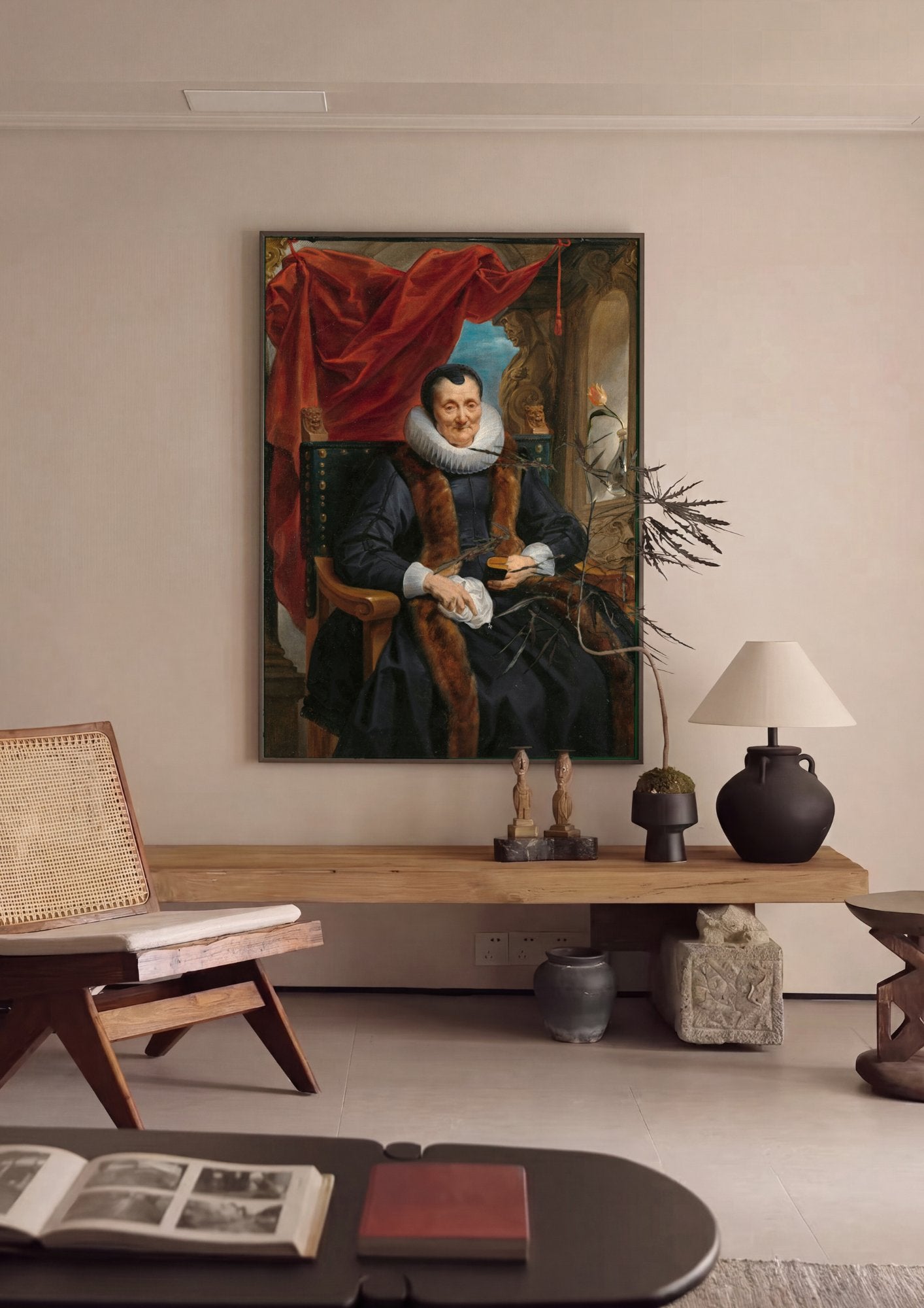 Quadro Decorativo Retrato de Senhora - Jacob Jordaens em ambiente decorado
