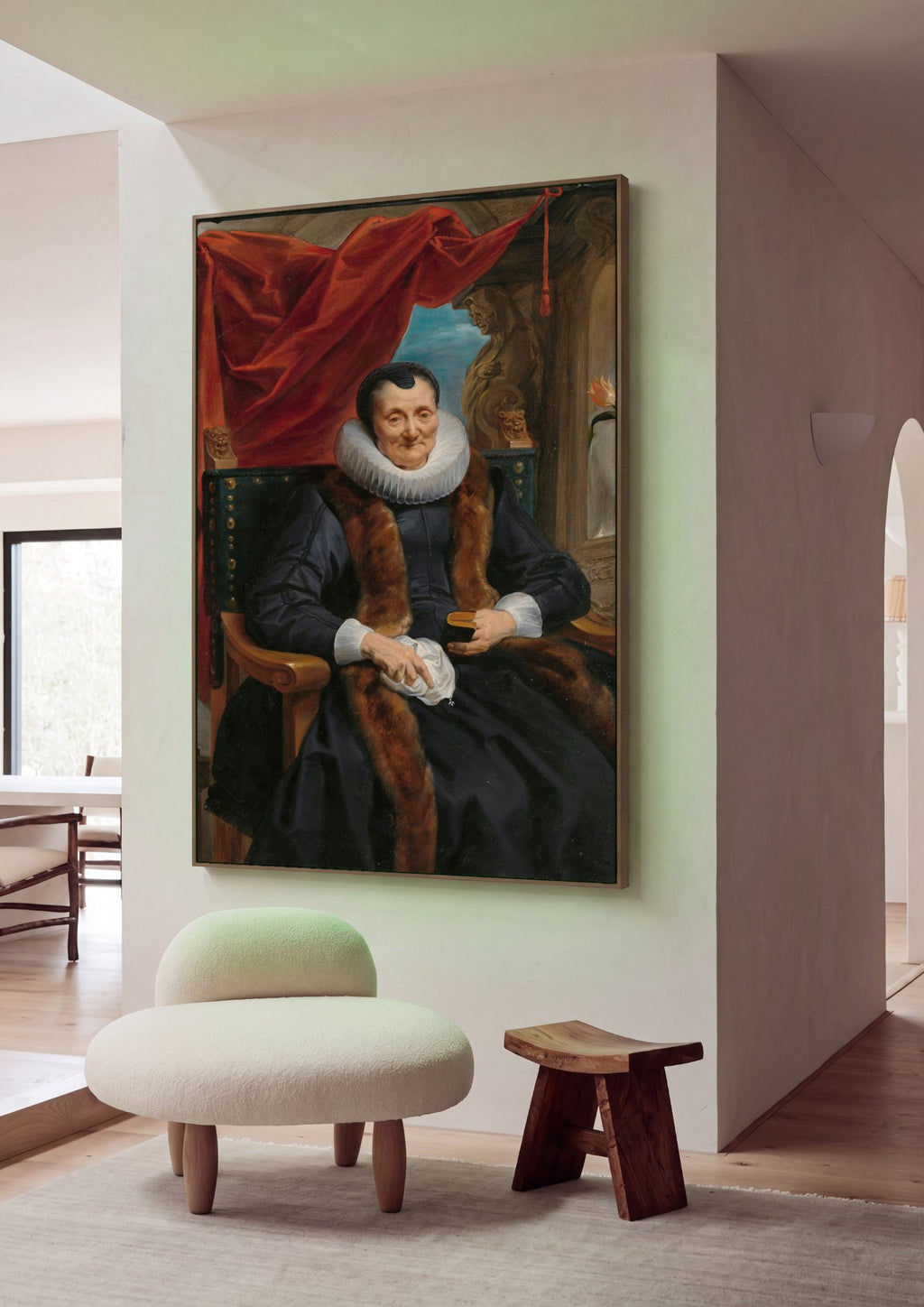 Quadro Decorativo Retrato de Senhora - Jacob Jordaens em ambiente decorado