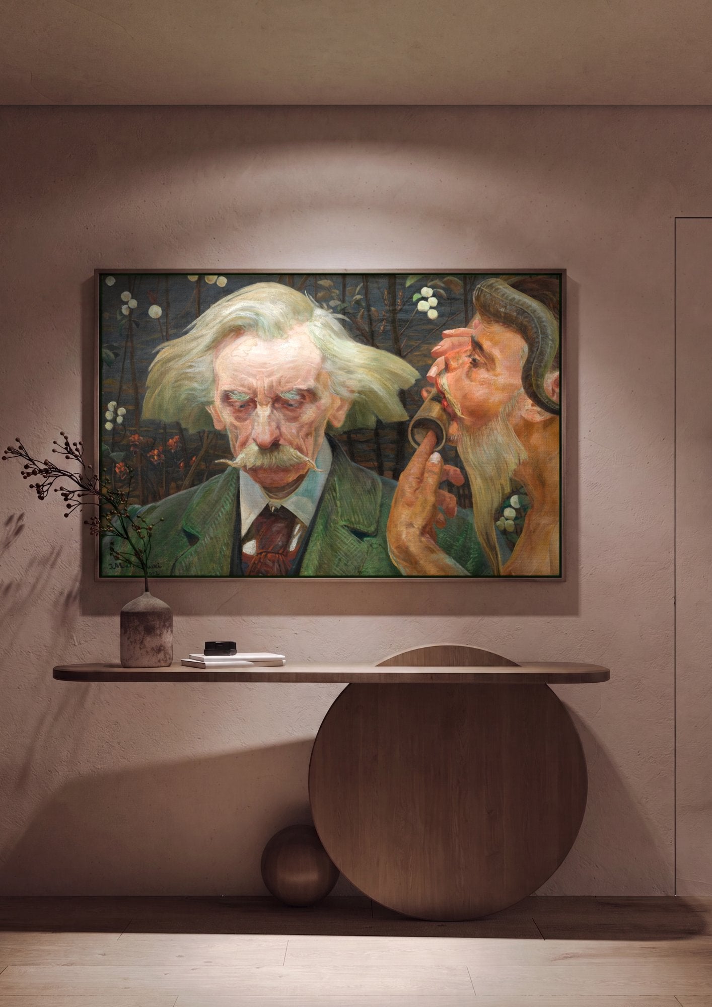 Quadro Decorativo O Poeta e o Sátiro - Jacek Malczewski em ambiente decorado