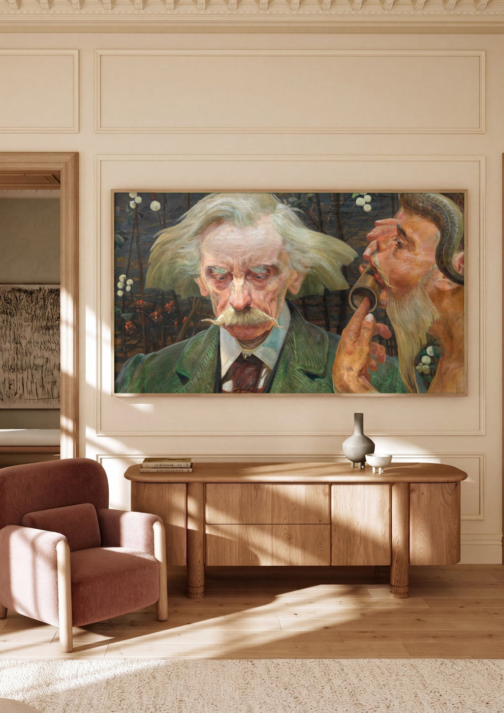 Quadro Decorativo O Poeta e o Sátiro - Jacek Malczewski em ambiente decorado