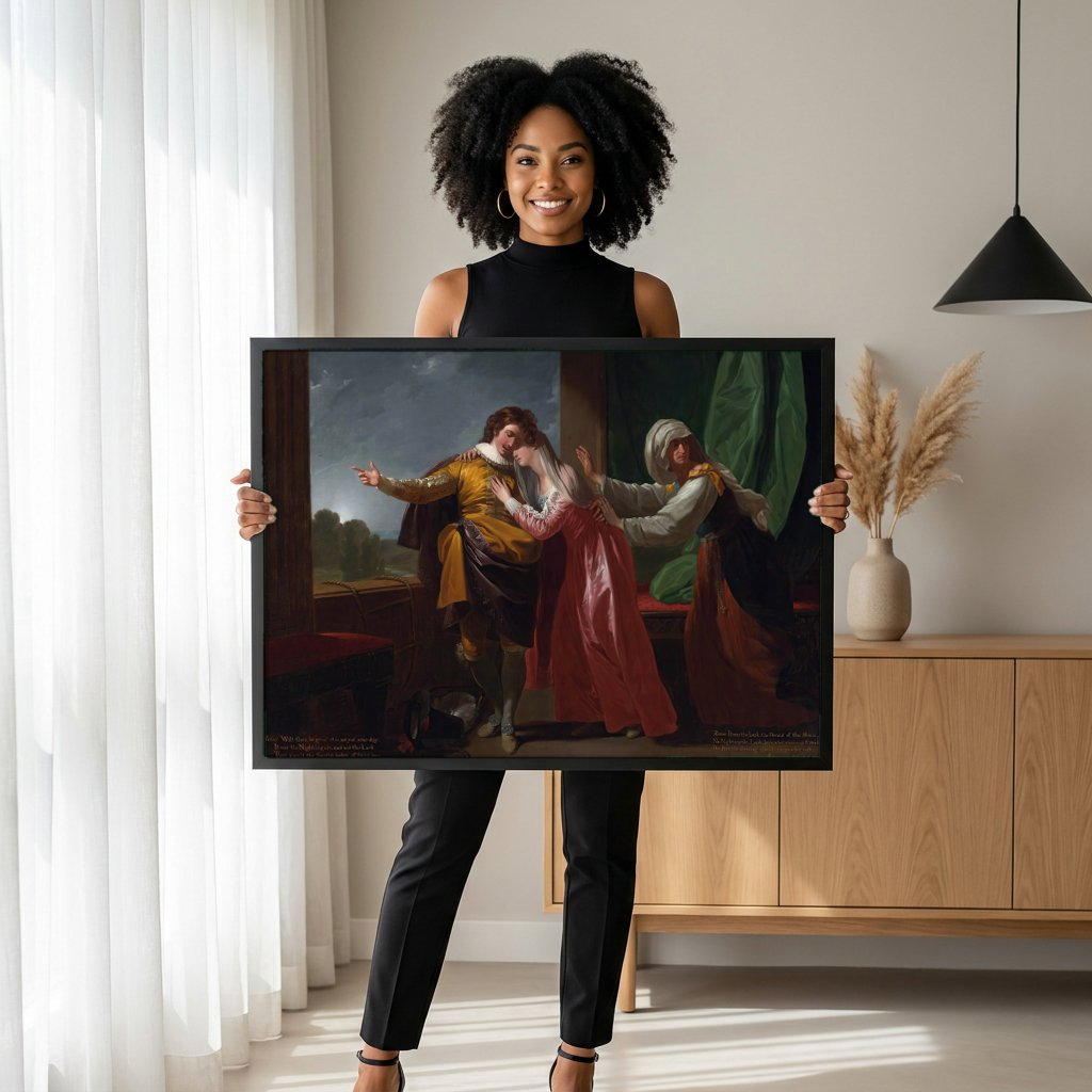 Quadro Decorativo Romeu e Julieta - Benjamin West com modelo em ambiente