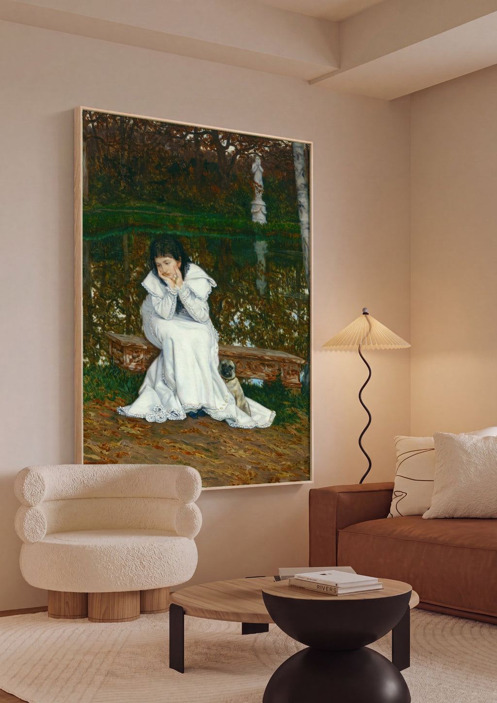 Quadro Decorativo Melancolia Outonal - James Tissot em ambiente decorado