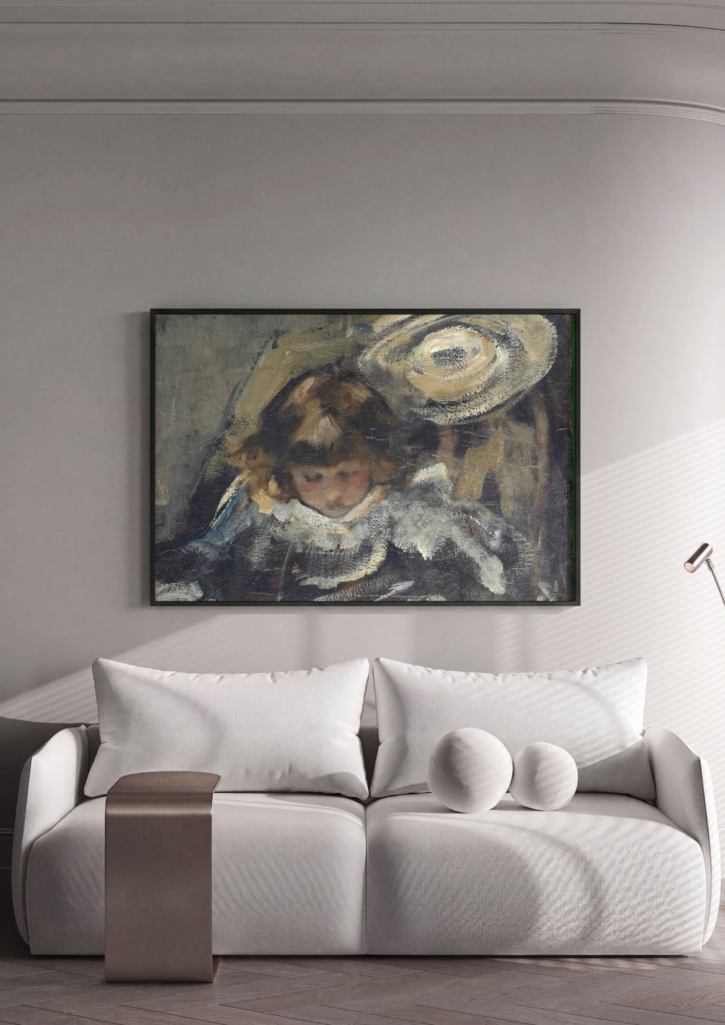Quadro Decorativo Criança com Chapéu - James Jebusa Shannon em ambiente decorado