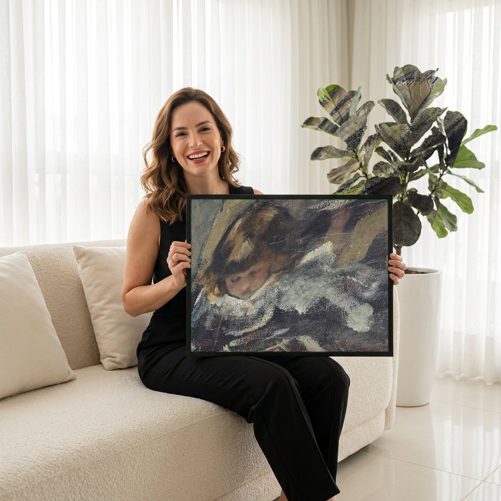 Quadro Decorativo Criança com Chapéu - James Jebusa Shannon com modelo em ambiente