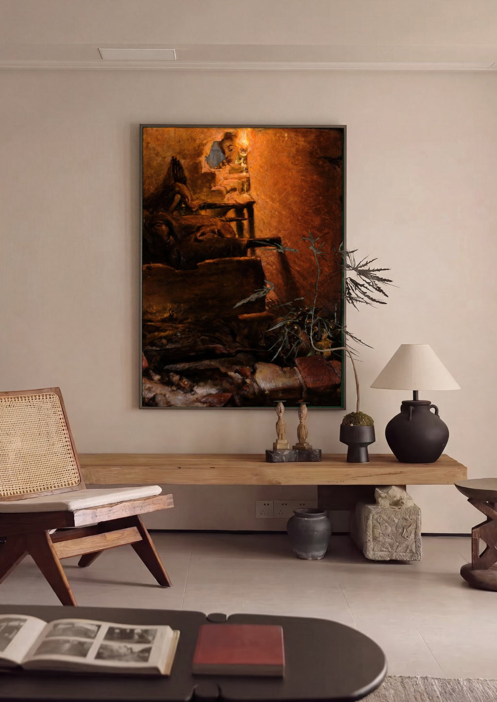 Quadro Decorativo A Menina na Janela - Jan Matejko em ambiente decorado