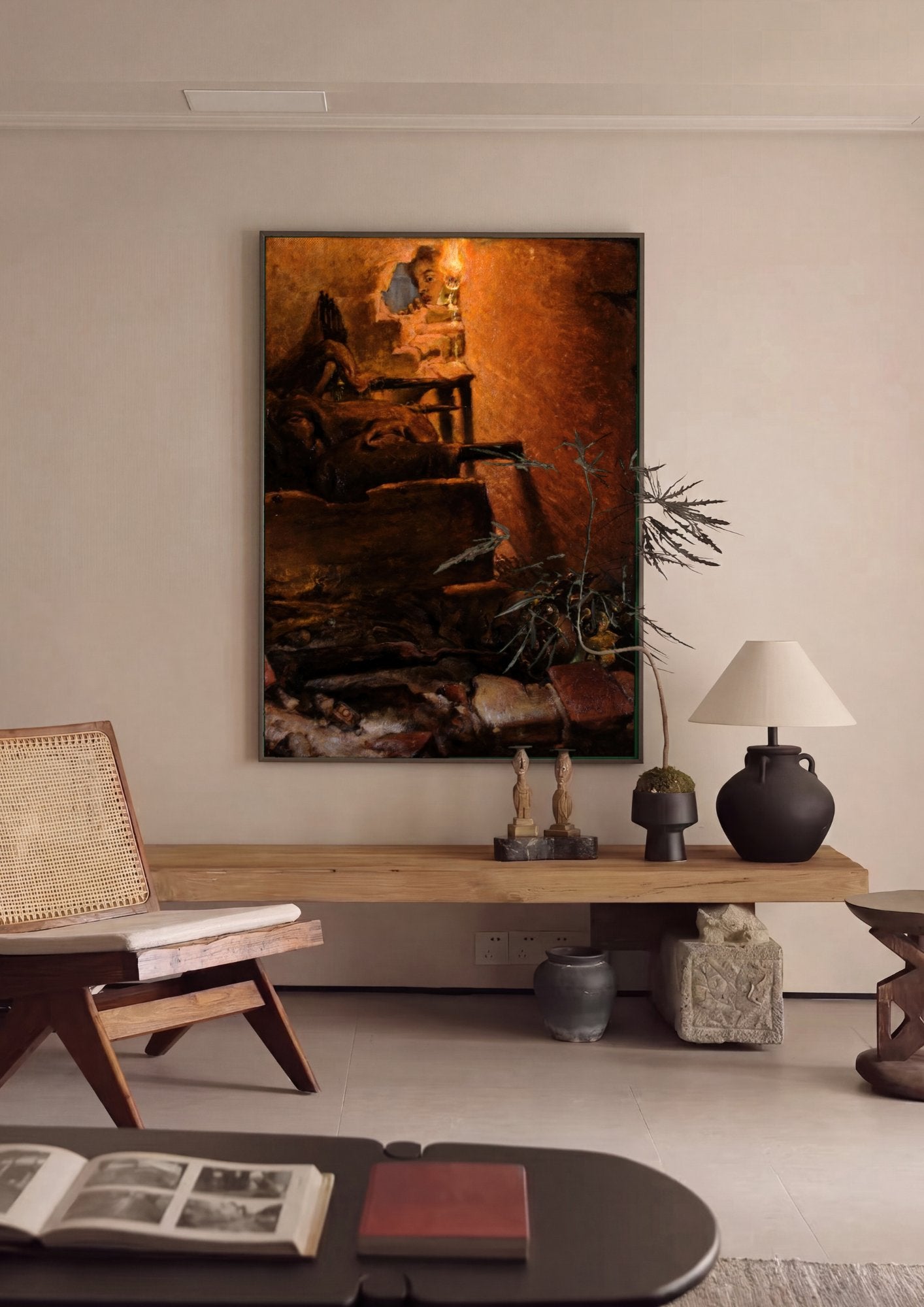 Quadro Decorativo A Menina na Janela - Jan Matejko em ambiente decorado