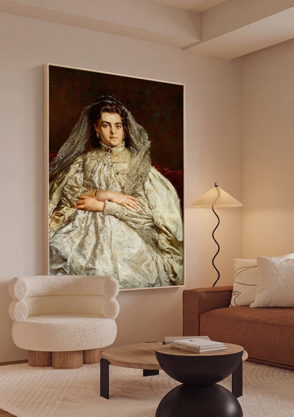 Quadro Decorativo Retrato de Mulher - Jan Matejko em ambiente decorado