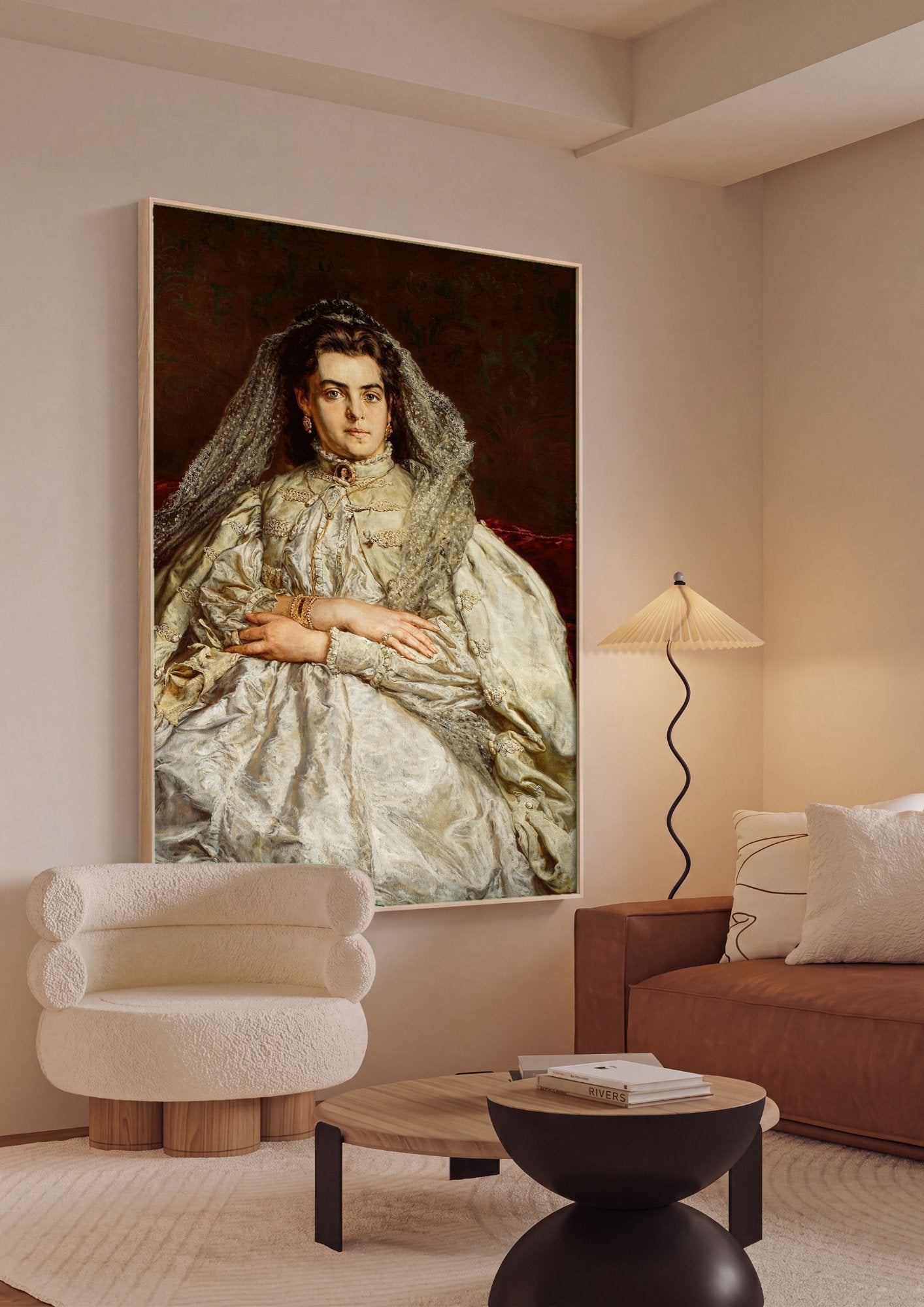 Quadro Decorativo Retrato de Mulher - Jan Matejko em ambiente decorado
