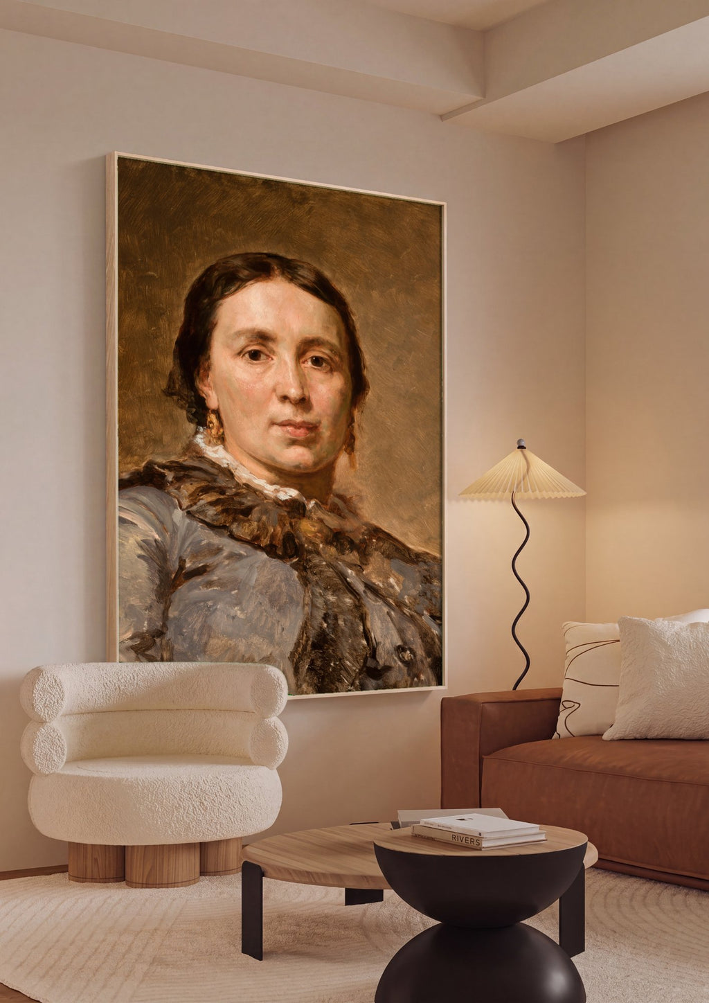 Quadro Decorativo Retrato de Mulher - Jan Matejko em ambiente decorado