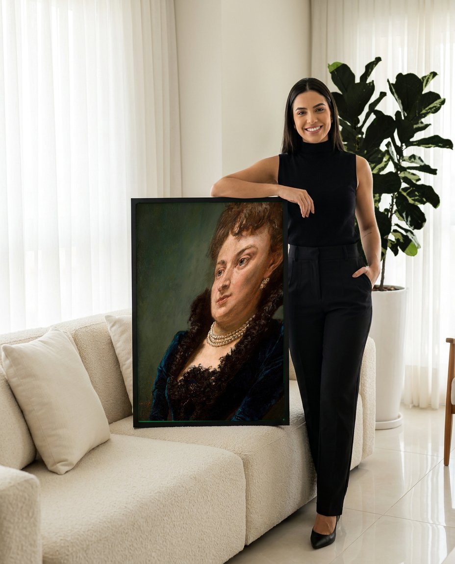 Quadro Decorativo Retrato de Senhora - Jan Matejko com modelo em ambiente