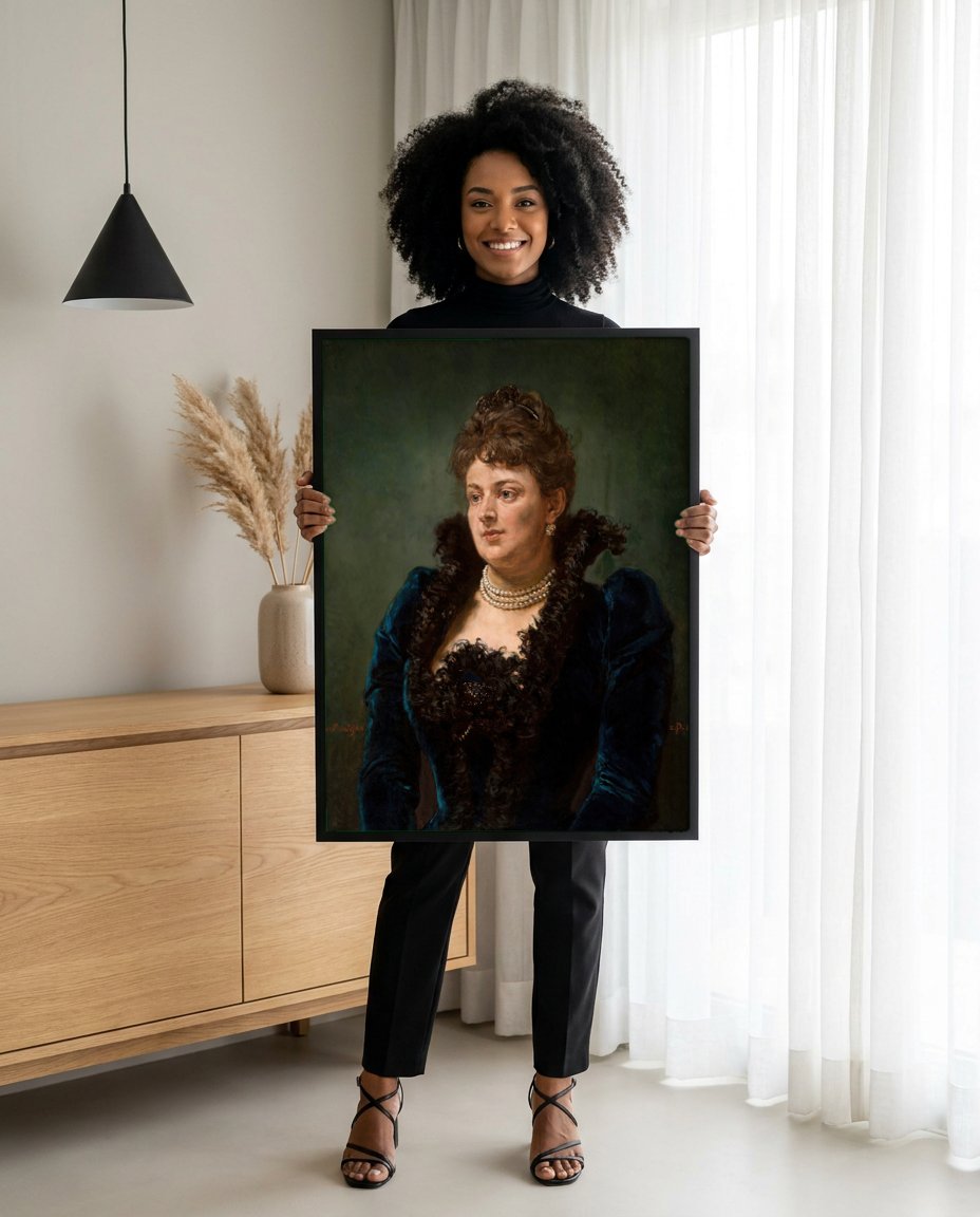 Quadro Decorativo Retrato de Senhora - Jan Matejko com modelo em ambiente