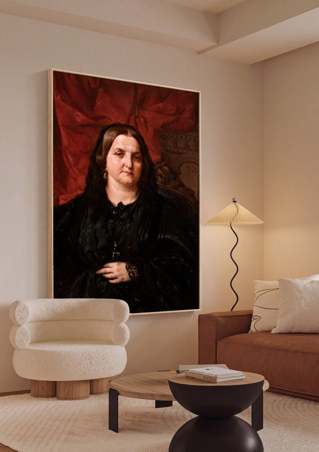 Quadro Decorativo Retrato de Senhora - Jan Matejko em ambiente decorado